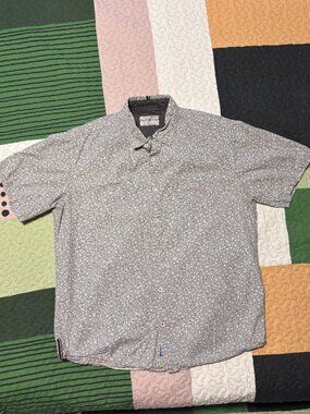 Private Member Short Sleeves Polo Shirt For Men - Grey With Dainty White Flowers